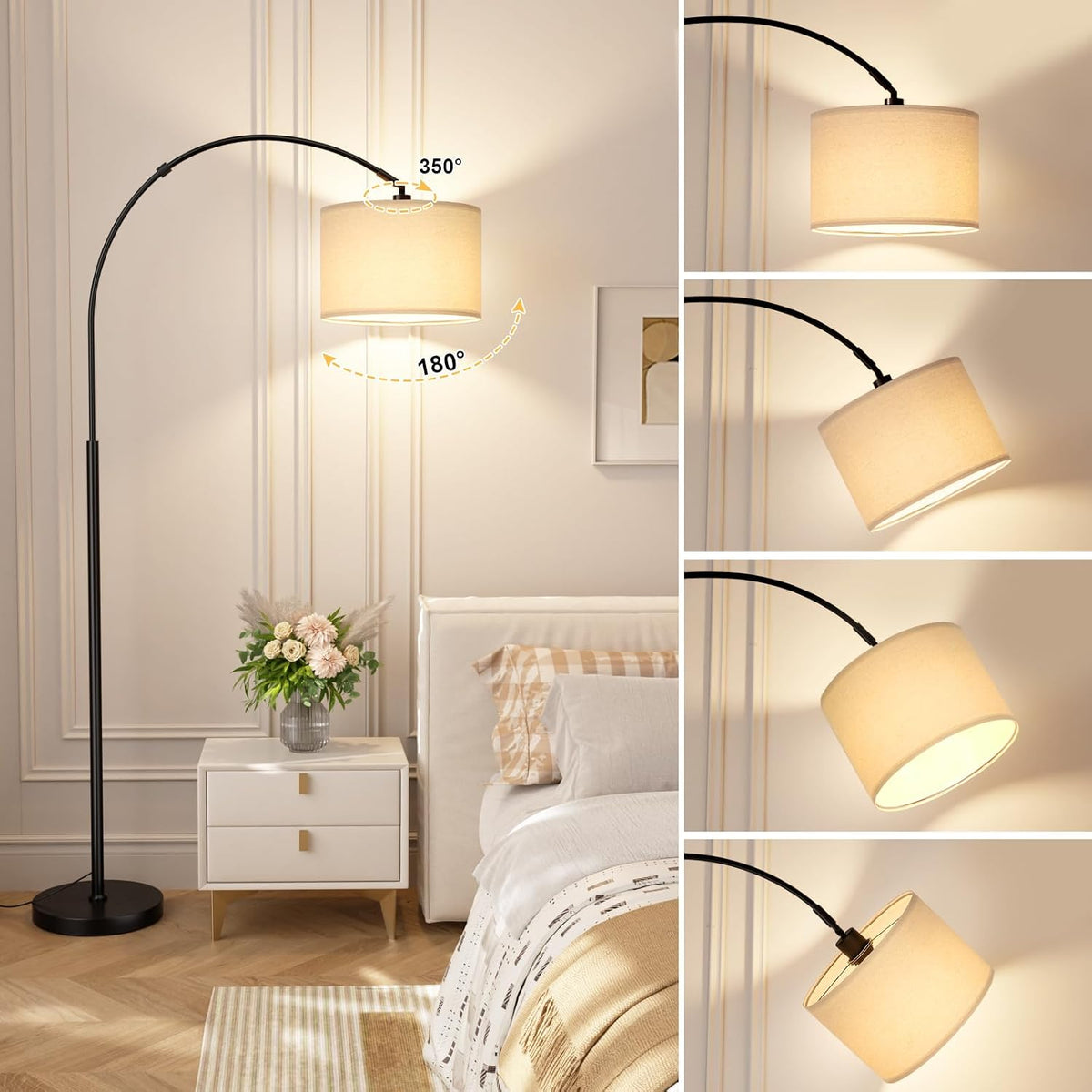Ambimall 70" Dimmable Arc Floor Lamp with Remote, Color Temp Adjustable
