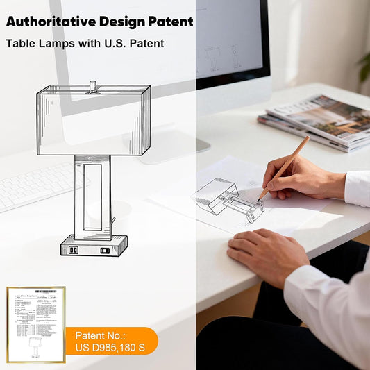 TOBUSA 22" Table Lamp Set of 2, Modern Nightstand Lamp with 2 USB Ports