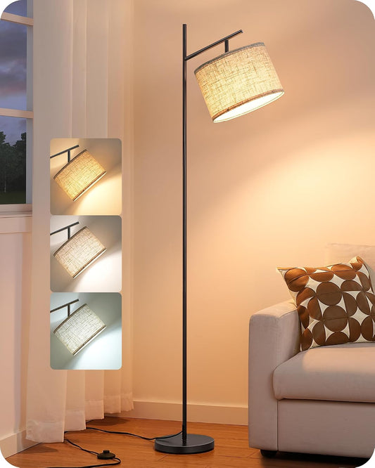 EDISHINE Modern Black Floor Lamps for Living Room, 64.7" Arc Standing Lamp