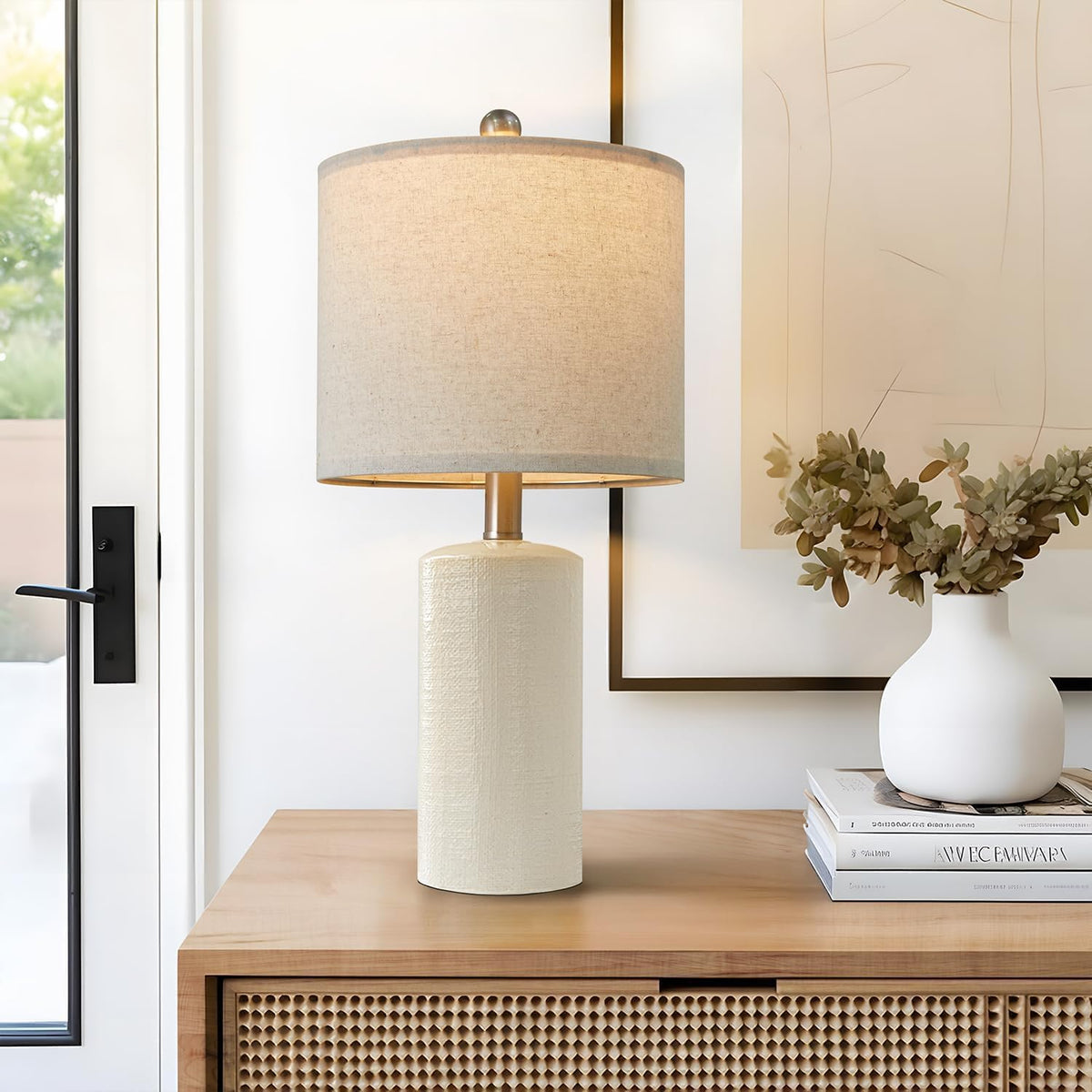 20.25" Small Table Lamps Set of 2 Modern Ceramic Lamps for Living Room