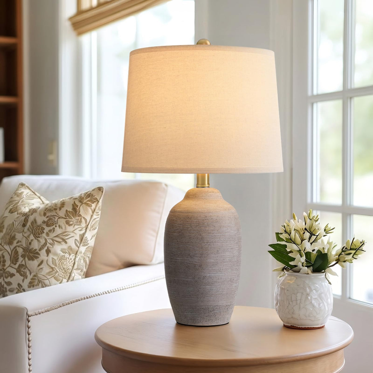24.5" Vintage Ceramic Table Lamp for Living Room Black Single