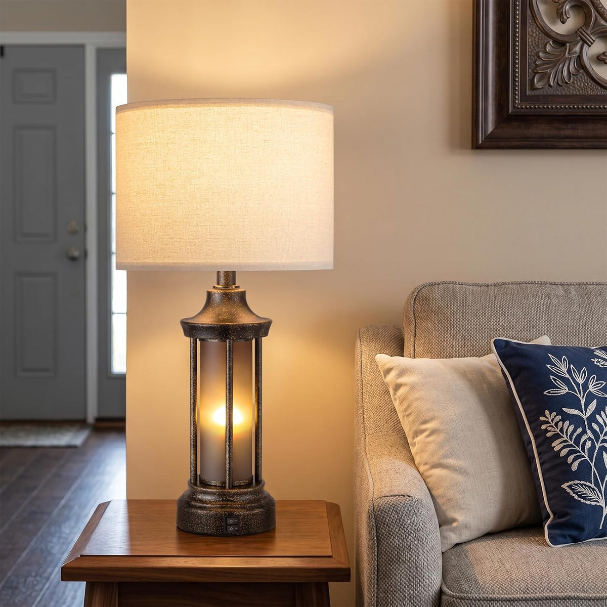Seealle 24" Farmhouse Table Lamps for Living Room, Bedside Lamps Set of 2