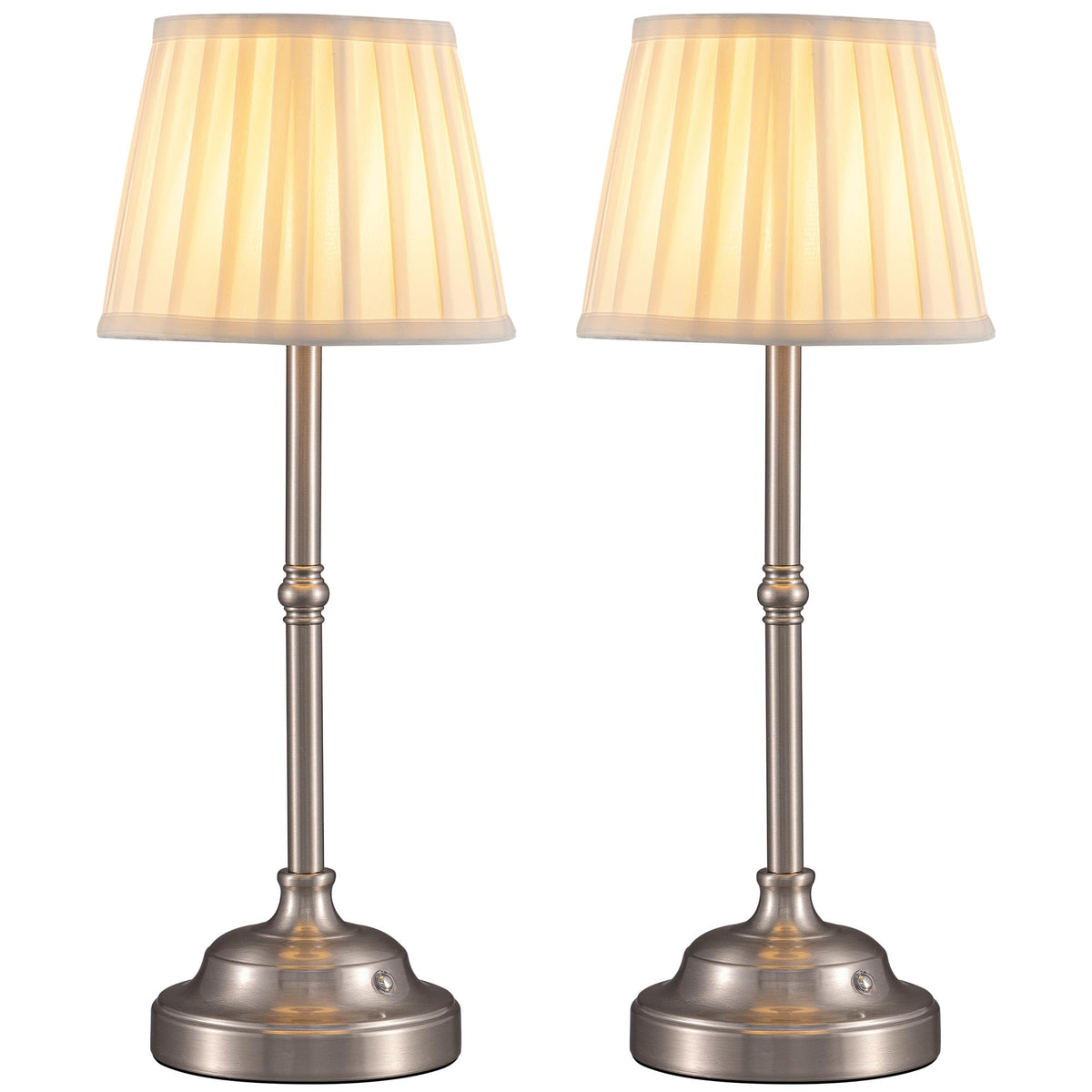 KDG Gold Cordless LED Table Lamps Set of 2, Beige Fabric Shade Desk Lamps