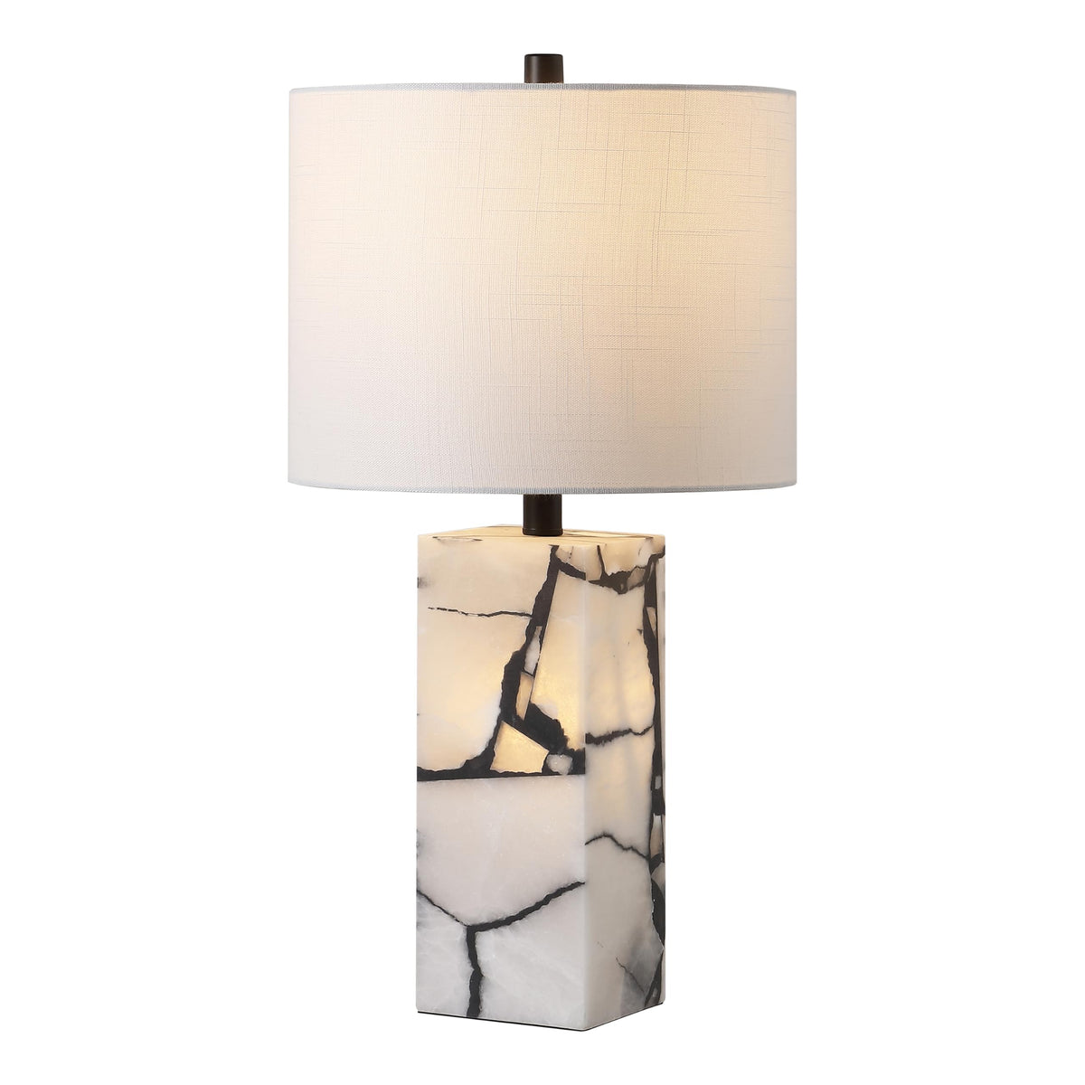 JONATHAN Y Elizabeth Alabaster Nightlight Lamp 27.5", White/Gold Painting