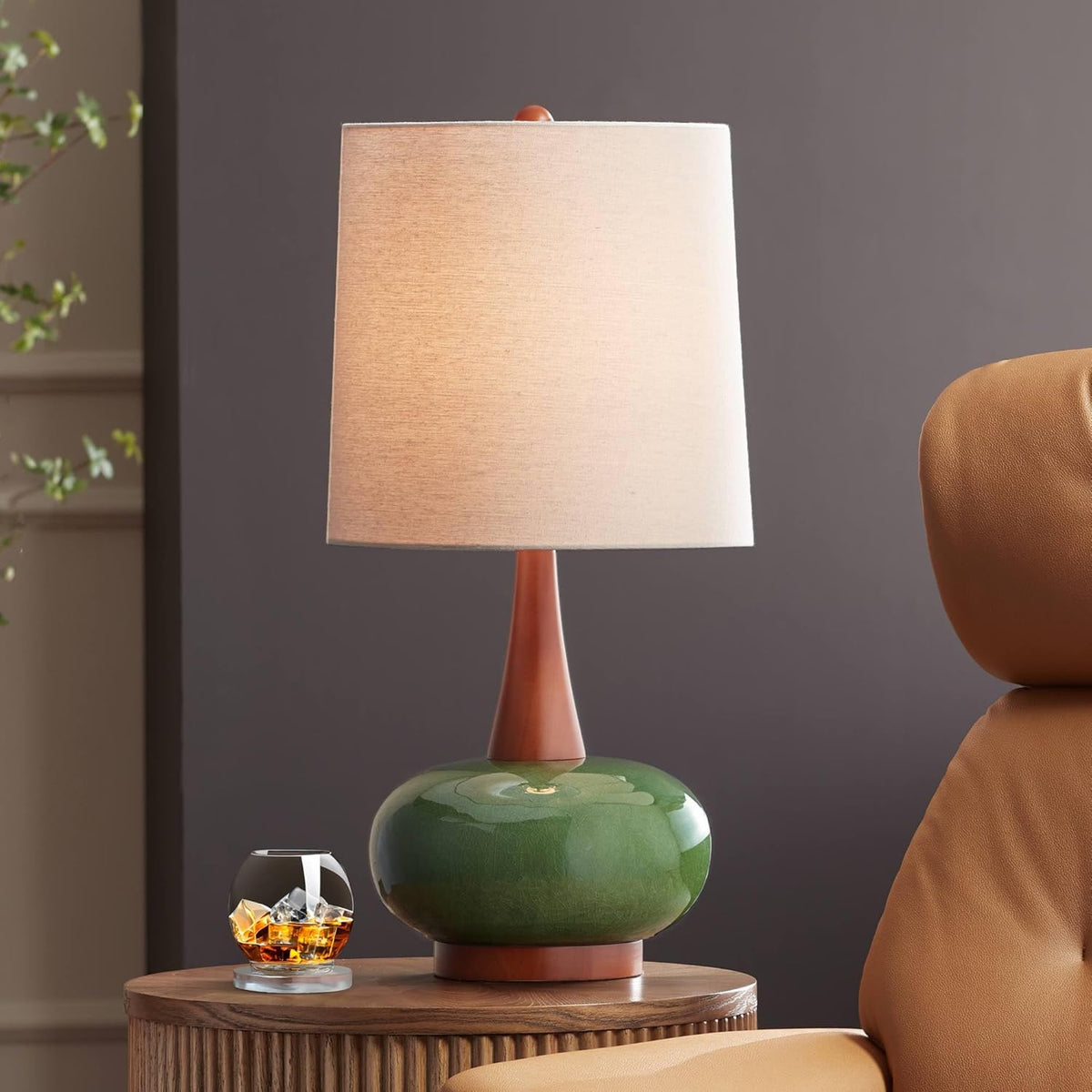 Andi 25" High 3-Way Table Lamp Modern Green Ceramic Cottage Mid Century