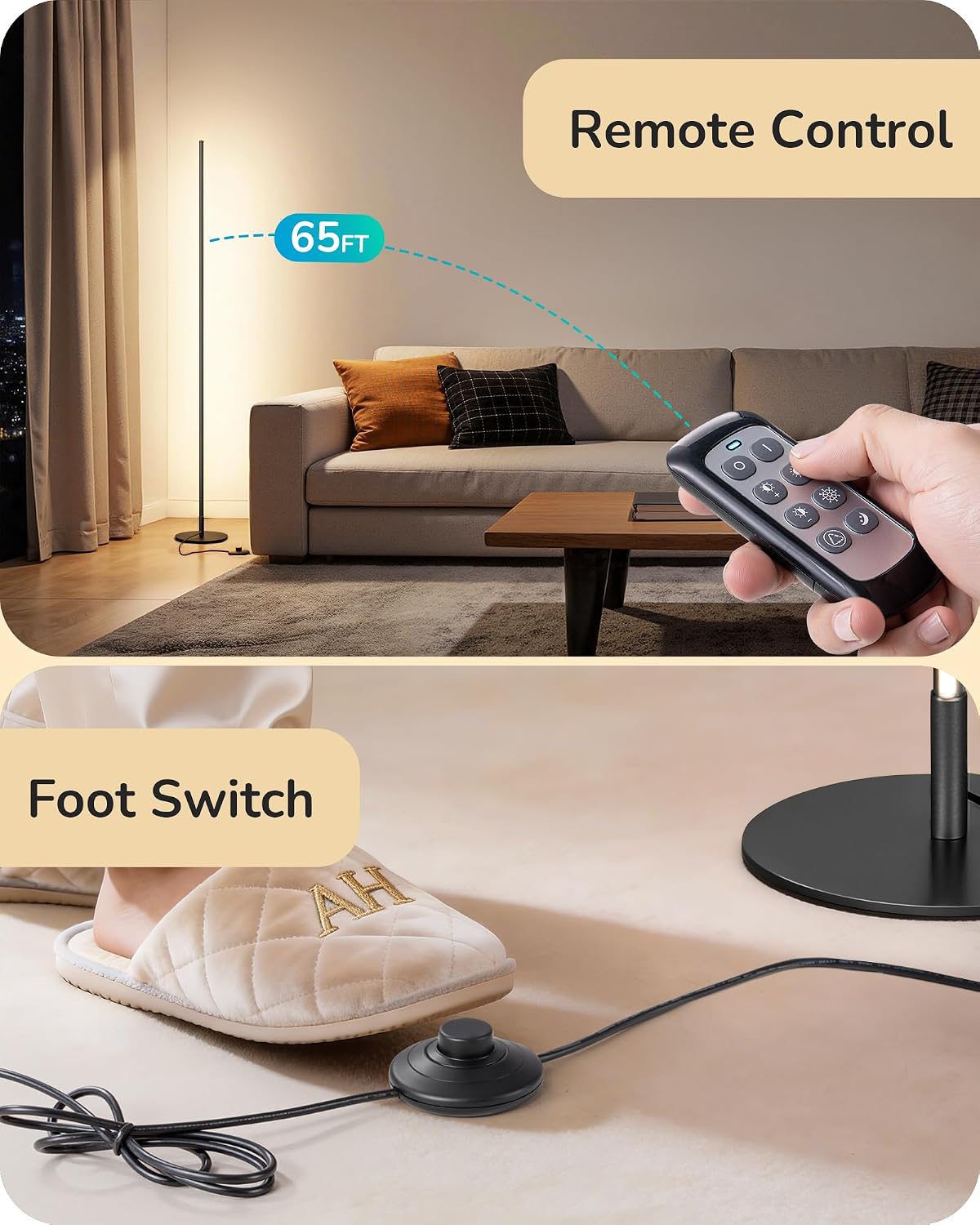 EDISHINE 2 Pack 57.5” Floor Lamp with Remote, Dimmable & 7 CCT Adjustable
