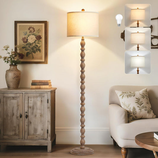 Luvkczc Farmhouse Floor Lamps for Living Room, Standing Lamp with Bulb