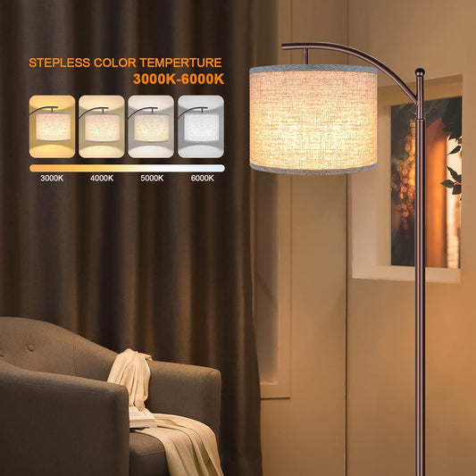 Floor Lamp for Living Room, 4 Color Temperature LED Floor Lamp with Remote Control & Foot Switch, LED Bulb Included, Modern Standing Lamp for Bedroom, Study Room, Office - Oil Rubbed Bronze