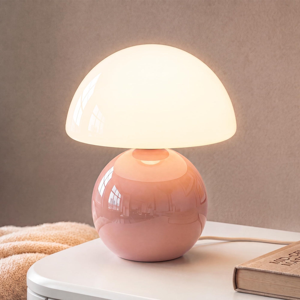 Dawnwake Mushroom Lamp Table Lamp for Bedroom-Small Desk Table Lamps,Orange