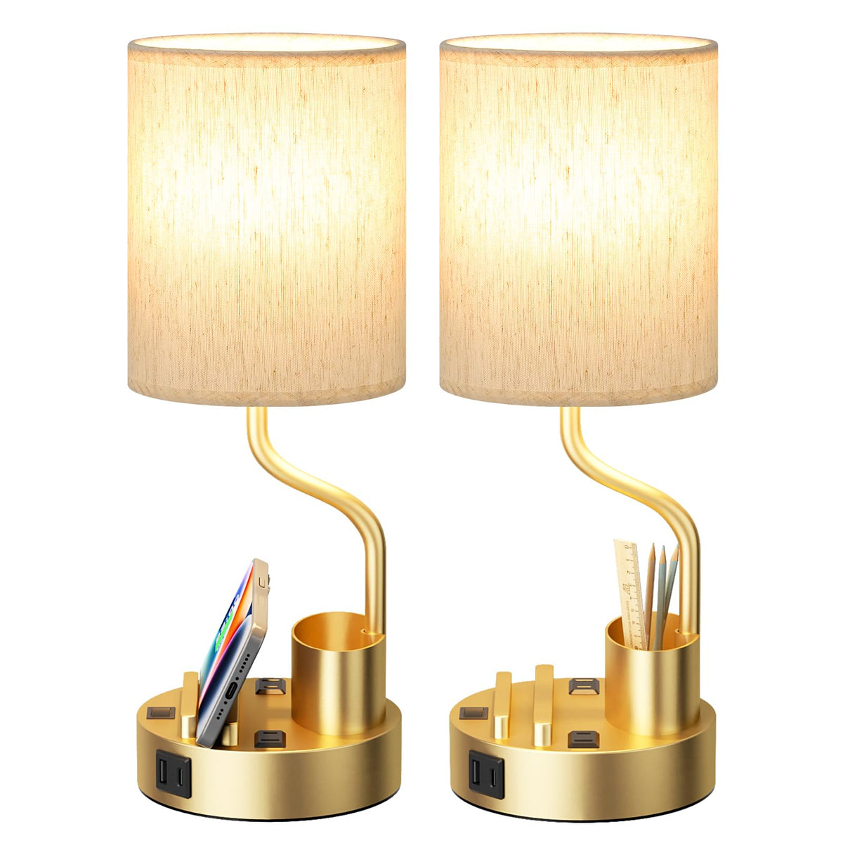 Fenmzee Bedside Lamps for Bedroom Set of 2 - Table Desk Lamp for Nightstand