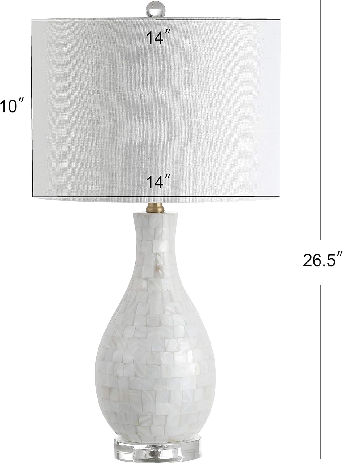 JONATHAN Y Josephine 26.5" Mother of Pearl Seashell Table Lamp, White