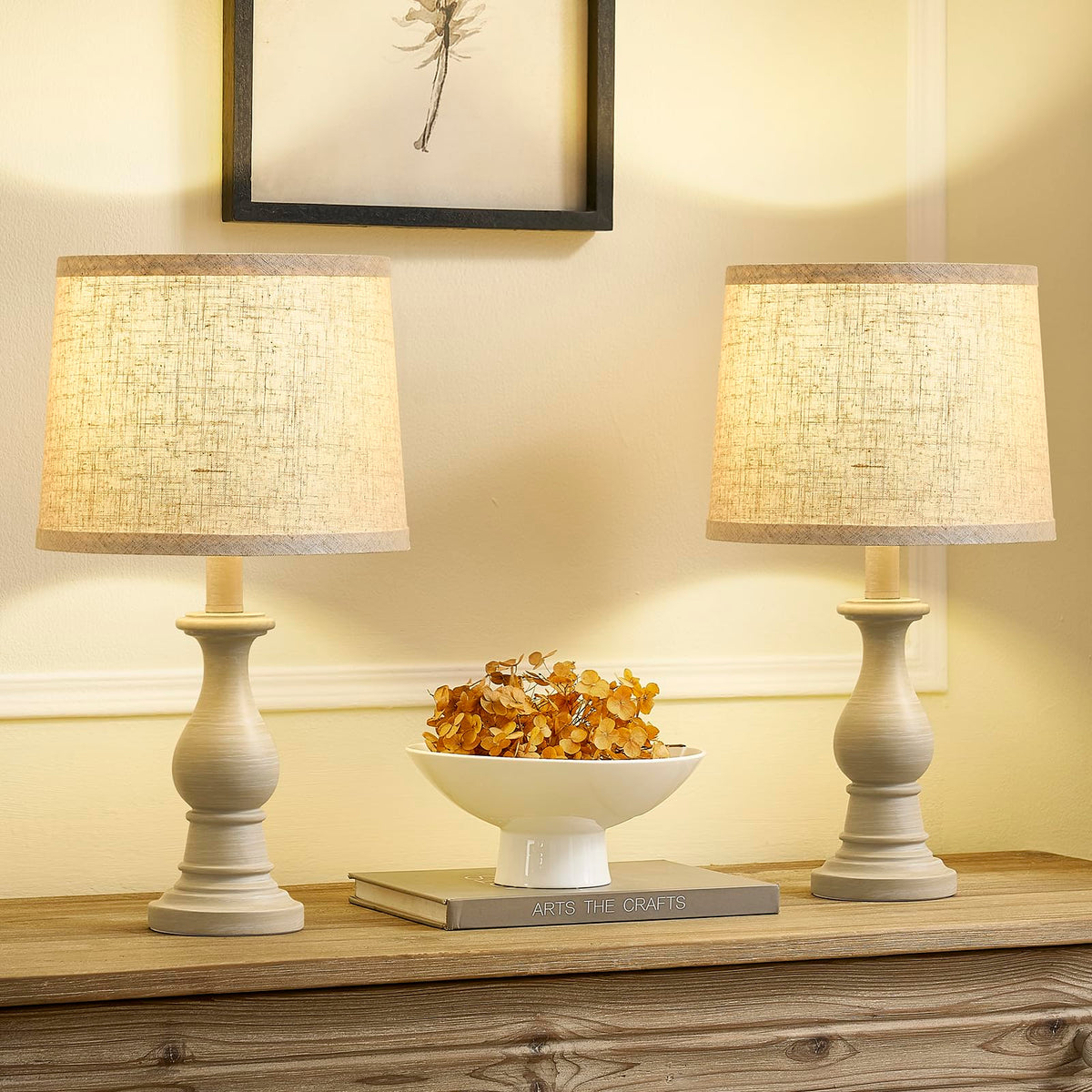 Table Lamps Set of 2, 18.5" Vintage Bedside Lamps for Bedroom Living Room