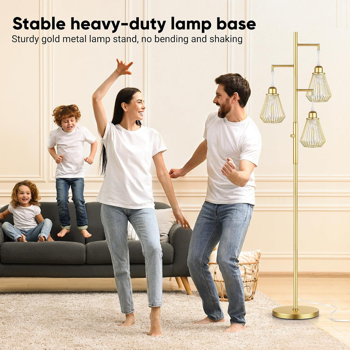 QiMH 68" Gold Floor Lamp for Living Room, Industrial Tree Tall Lamps