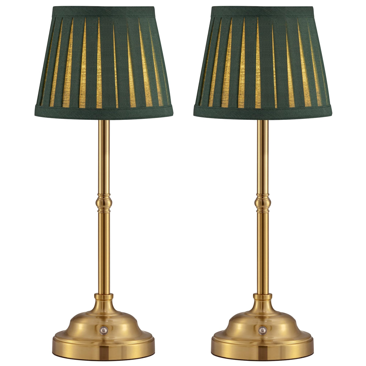KDG Gold Cordless LED Table Lamps Set of 2, Beige Fabric Shade Desk Lamps