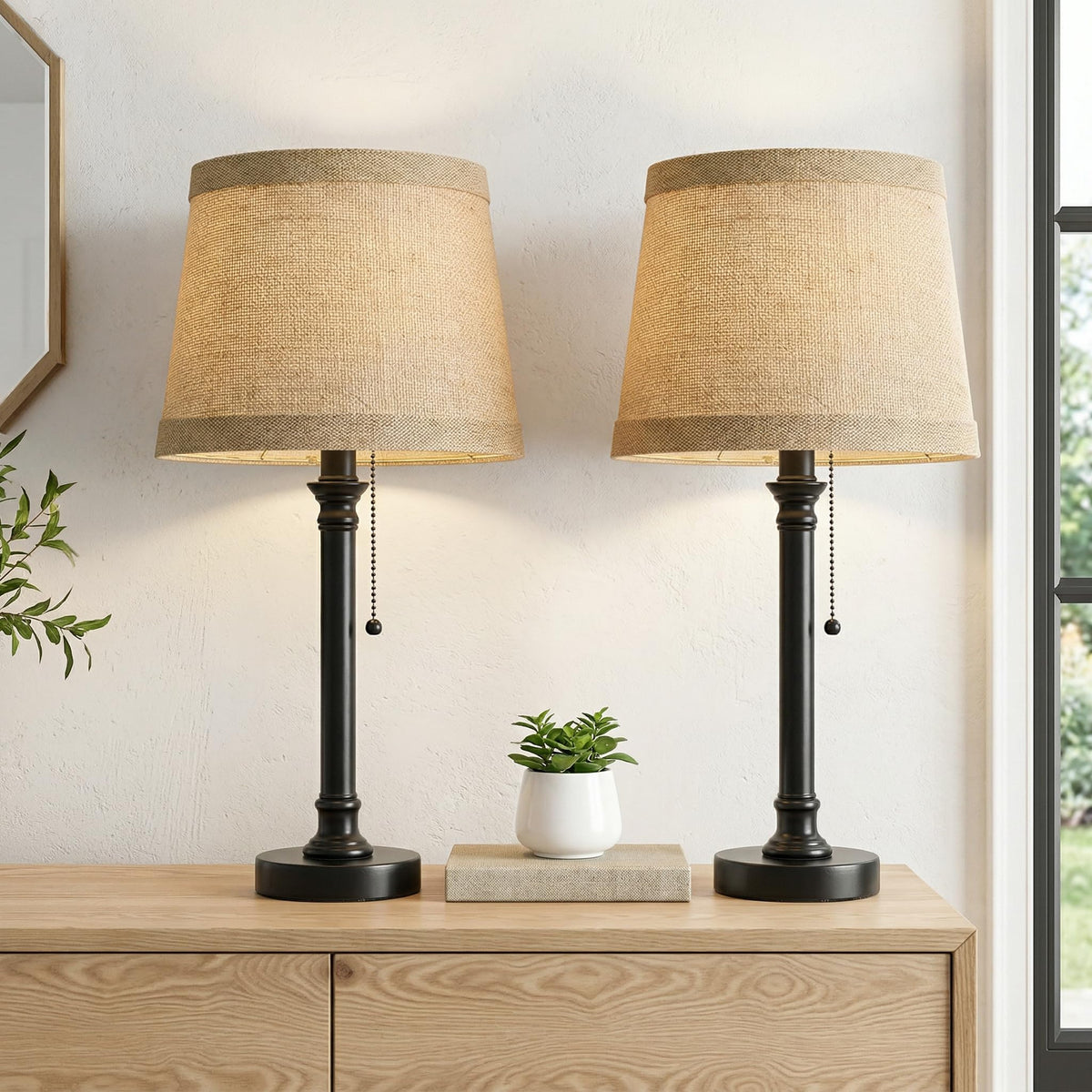 Oneach 19.5" Small Table Lamp for Bedroom - Bedside Lamps for Nightstand