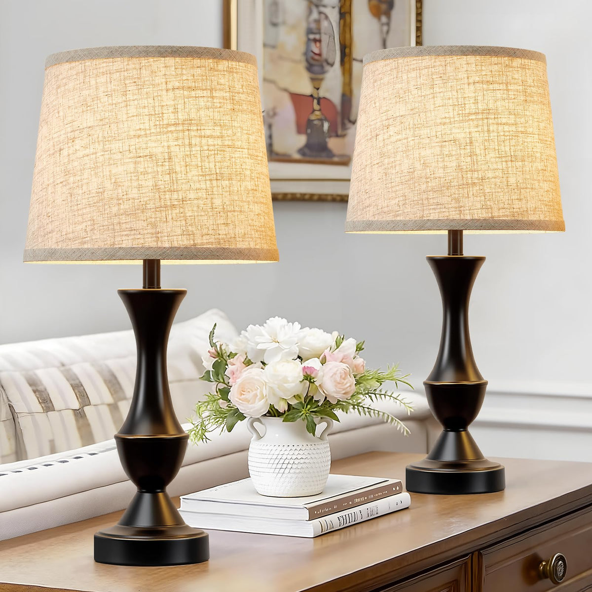 Luvkczc Upgraded Touch Table Lamps Set of 2, 22" Tall Bedside Lamps