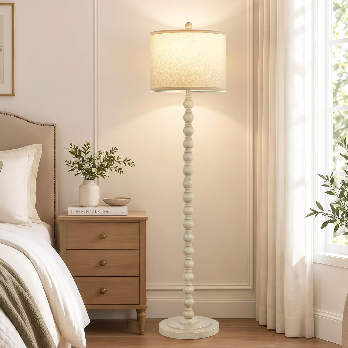 Farmhouse Floor Lamp for Living Room, 62" Tall Standing Lamp with Bulb
