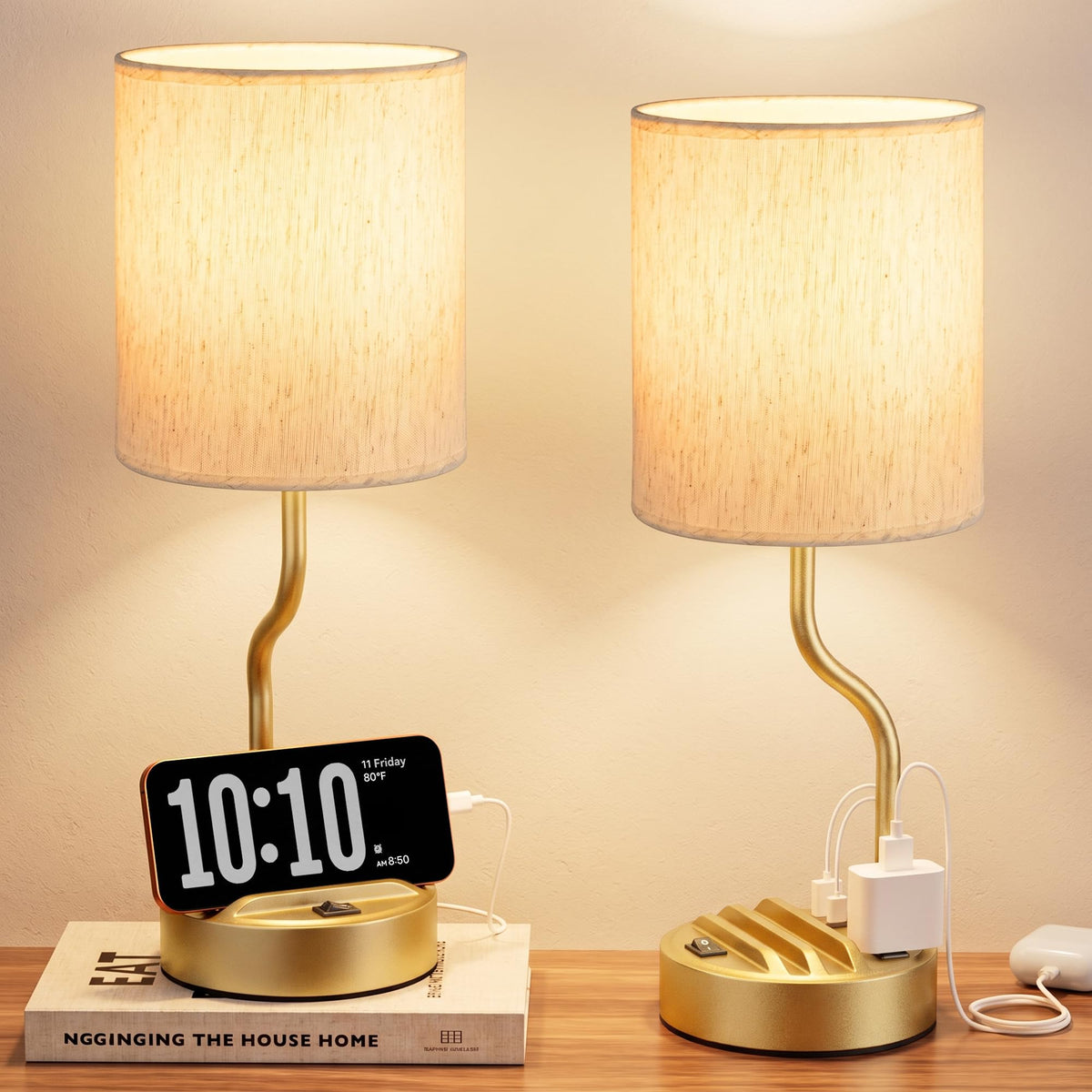 Fenmzee 18" Bedside Lamps for Bedroom Set of 2 - Table Lamp for Nightstand