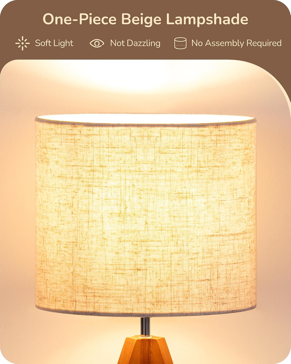 EDISHINE Tripod Table Lamp, Small Cute Bedside Lamp, 14.2 Inch, E26 Base