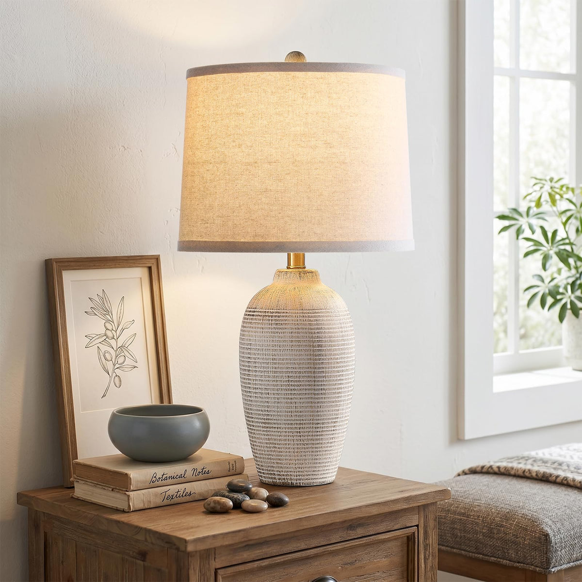 AIEAMPDO 25” Modern Farmhouse Traditional Ceramic Table Lamp