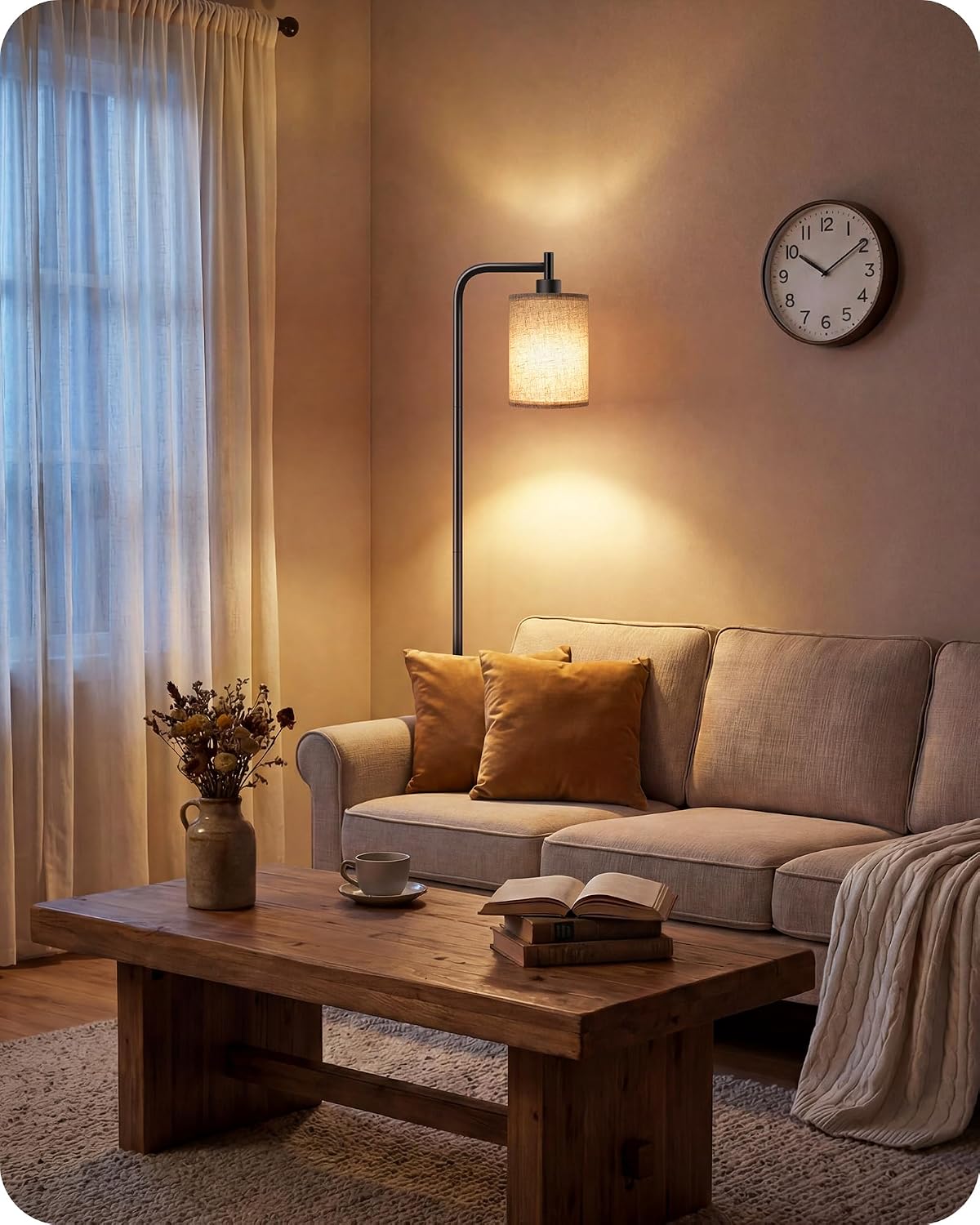 Dimmable Floor Lamp for Living Room with Remote & 10W Bulb