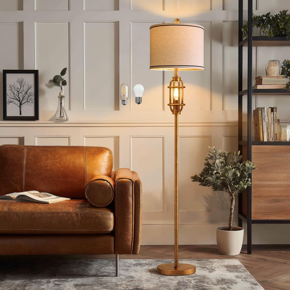 62.5" Floor Lamp for Living Room Industrial Black Standing Tall Lamp