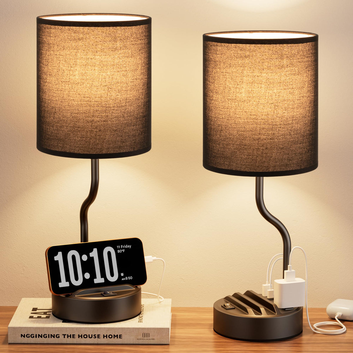 Fenmzee 18" Bedside Lamps for Bedroom Set of 2 - Table Lamp for Nightstand
