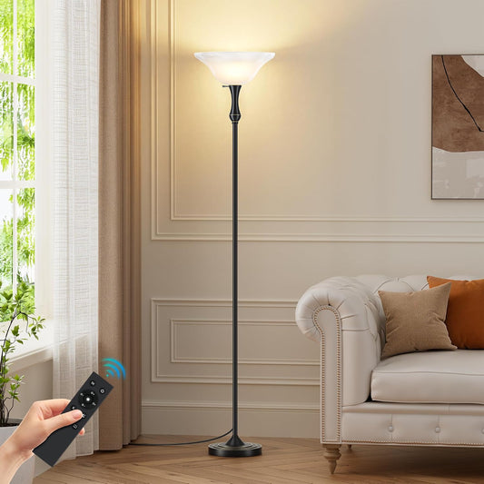 SIBRILLE Dimmable LED Torchiere Floor Lamp with Glass Shade
