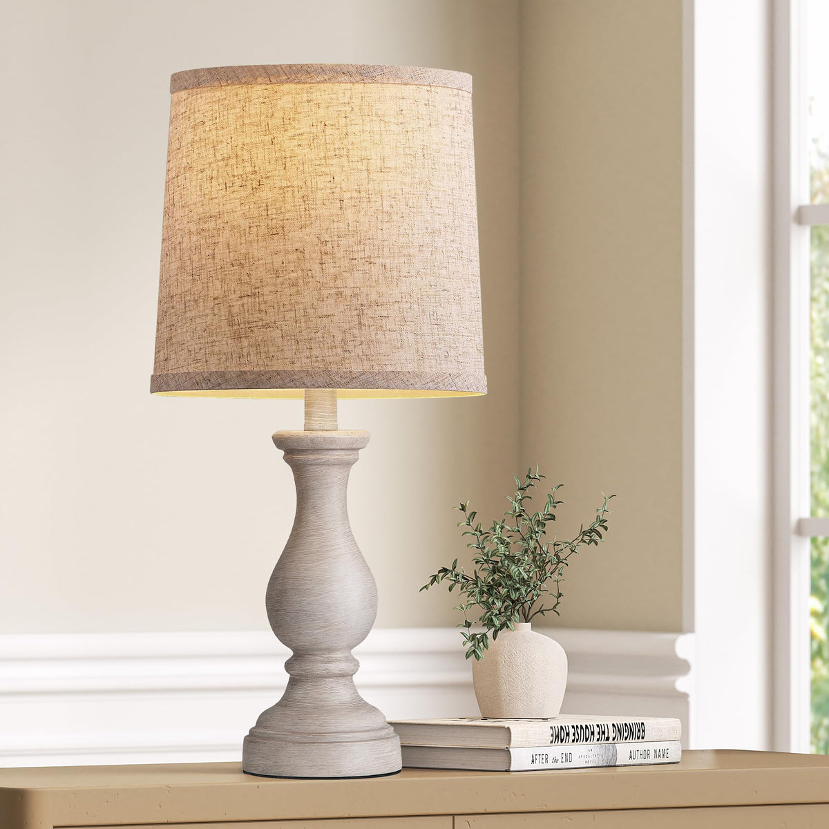 22" Farmhouse Table Lamps Set of 2, Rustic Bedside Lamps for Bedroom