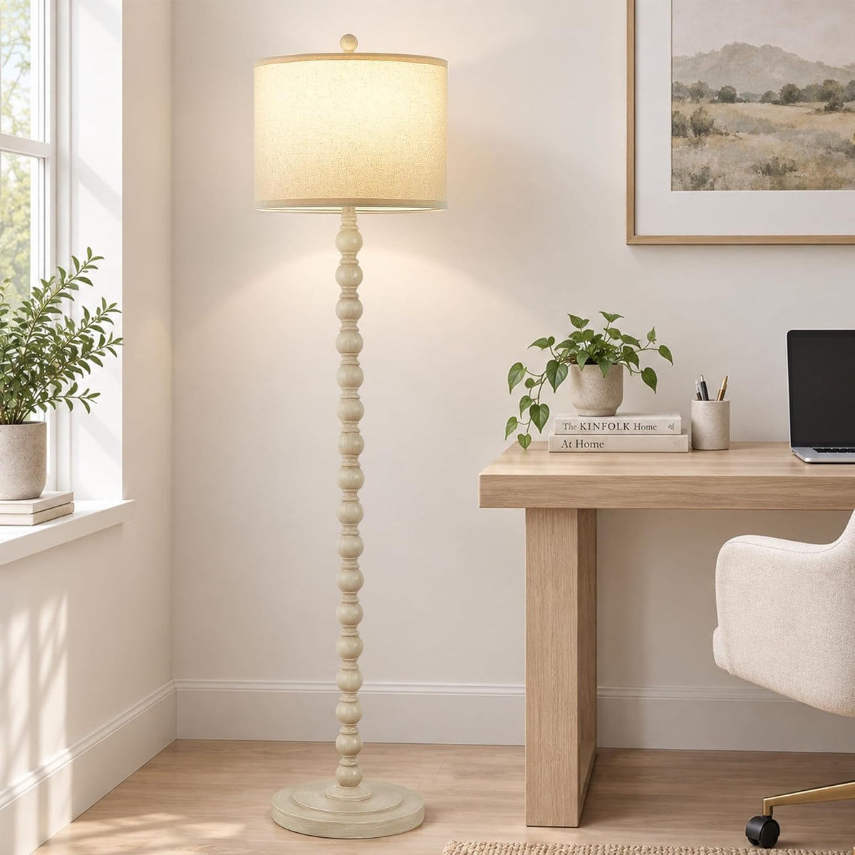 Farmhouse Floor Lamp for Living Room, 62" Tall Standing Lamp with Bulb