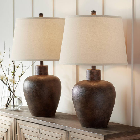 Glenn 27" Tall Table Lamps Set of 2 Terra Cotta Farmhouse Southwest Rustic