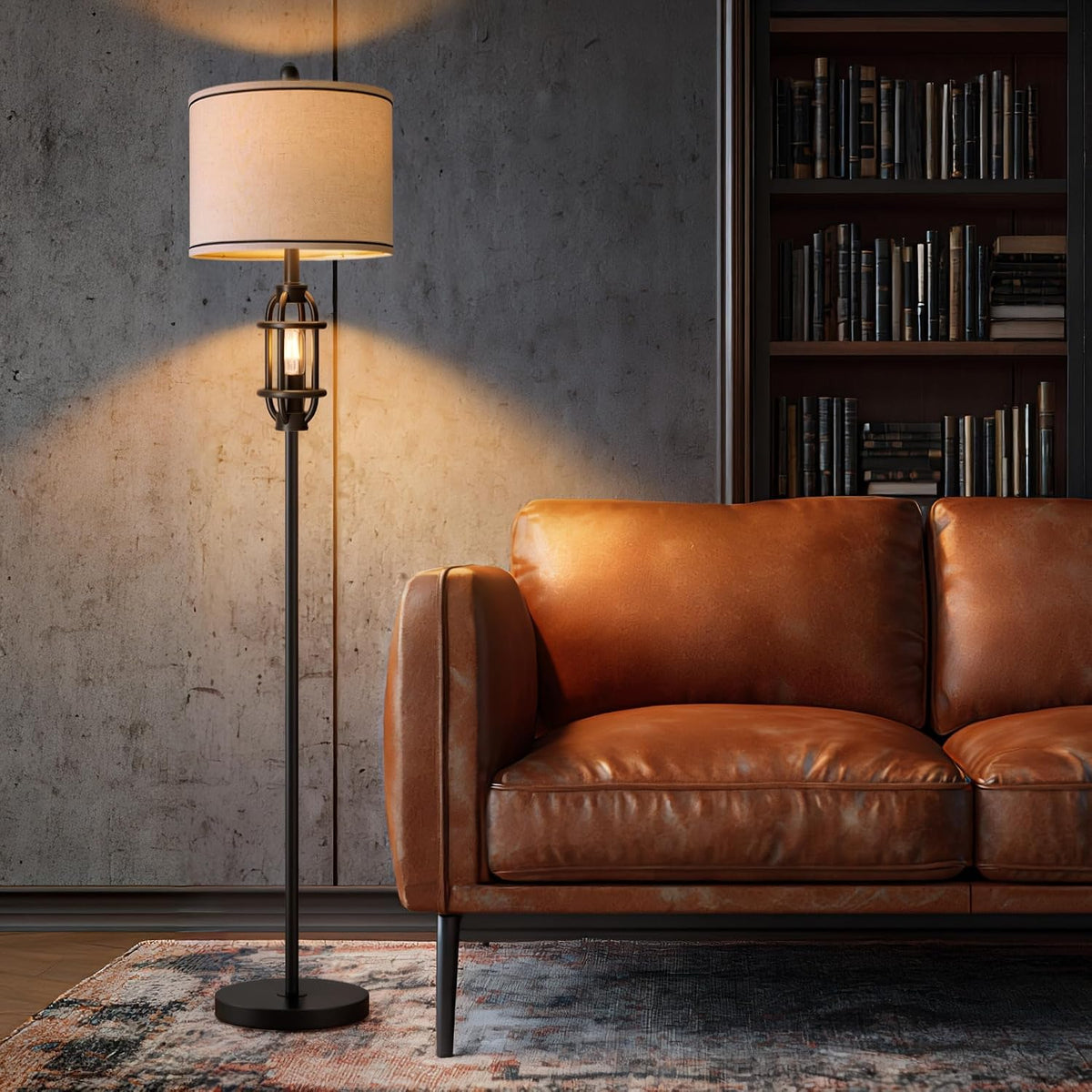 62.5" Floor Lamp for Living Room Industrial Black Standing Tall Lamp
