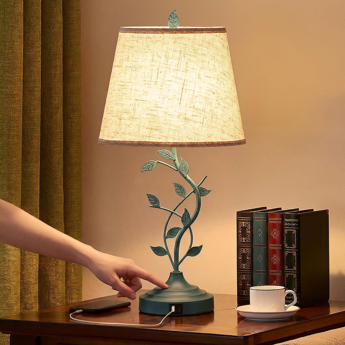 Kakanuo Table Lamp for Living Room, Bedside Lamp for Bedroom, Rustic Lamp
