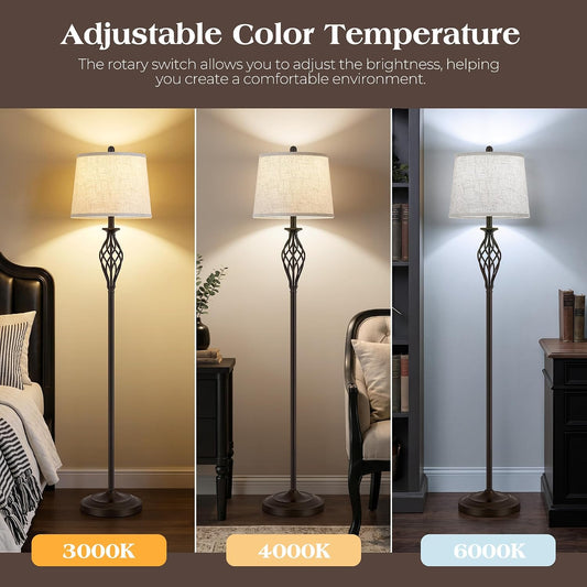 EJIAXIN Floor Lamps for Living Room - 62" Farmhouse Vintage Standing Lamp