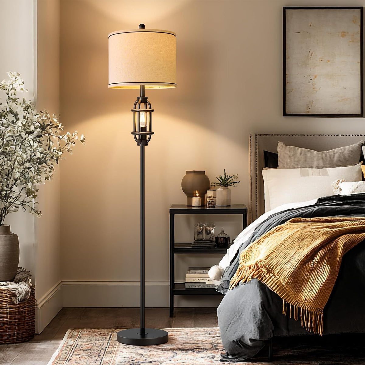 62.5" Floor Lamp for Living Room Industrial Black Standing Tall Lamp