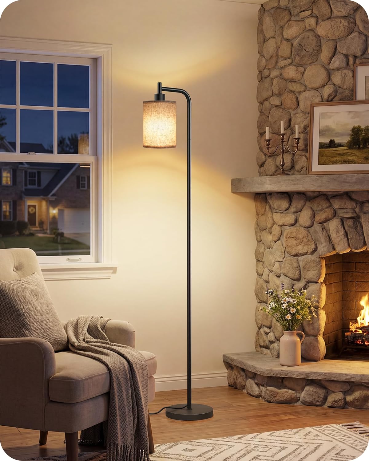 Dimmable Floor Lamp for Living Room with Remote & 10W Bulb