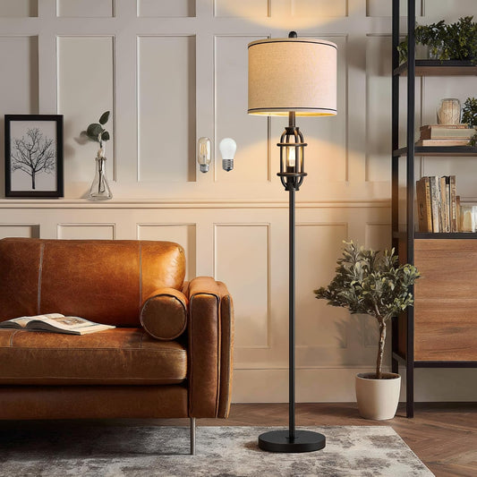 62.5" Floor Lamp for Living Room Industrial Black Standing Tall Lamp