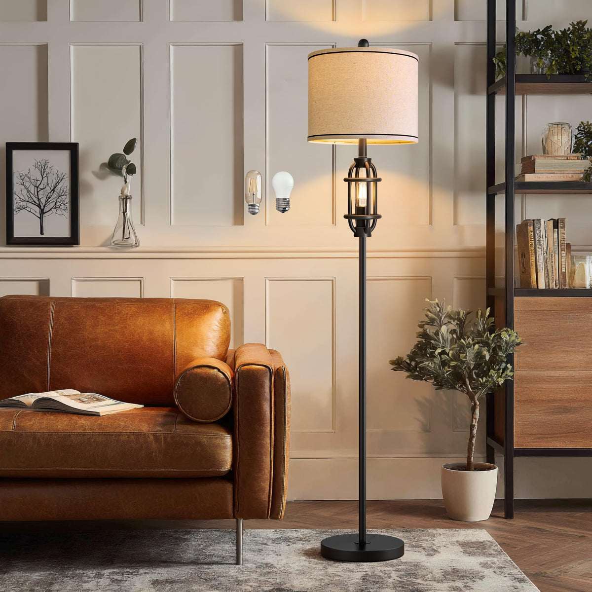 62.5" Floor Lamp for Living Room Industrial Black Standing Tall Lamp