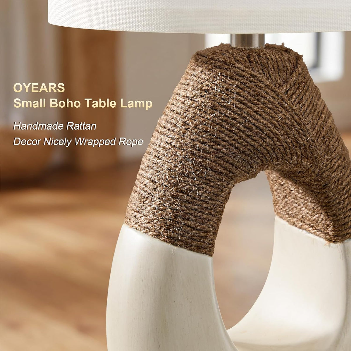 OYEARS 19” Boho Table Lamps Bedroom Living Room,Suitable for Small Space,Farmhouse Rattan Lamp Rustic Egg Design Resin Nightstand Bedside Lamps for Bedroom Living Room Office Study Rest Decor