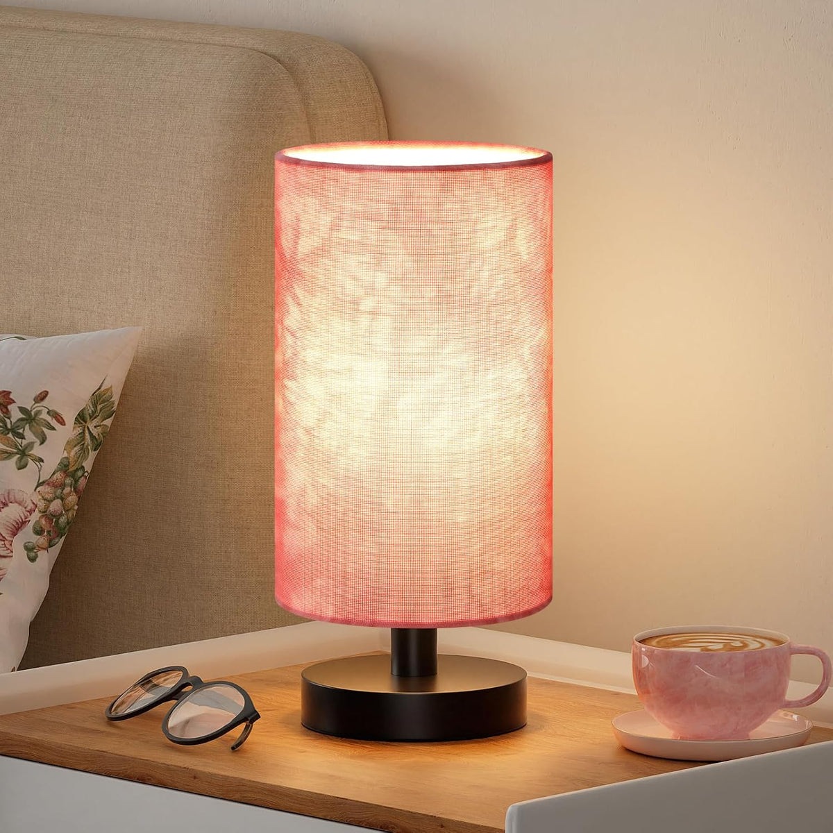 Fenmzee 9" Small Table Lamp for Bedroom - Inline Control with 3000K Bulb