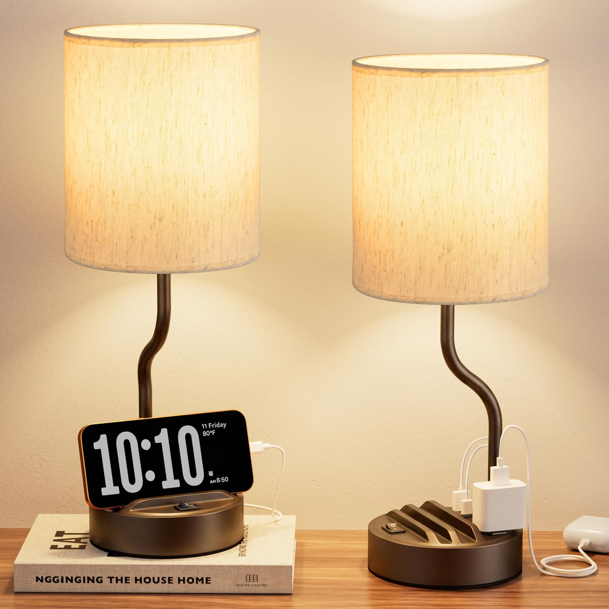 Fenmzee 18" Bedside Lamps for Bedroom Set of 2 - Table Lamp for Nightstand