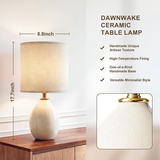 Dawnwake 17.7" Ceramic Table Lamps Set of 2 for Living Room Bedroom, Cream