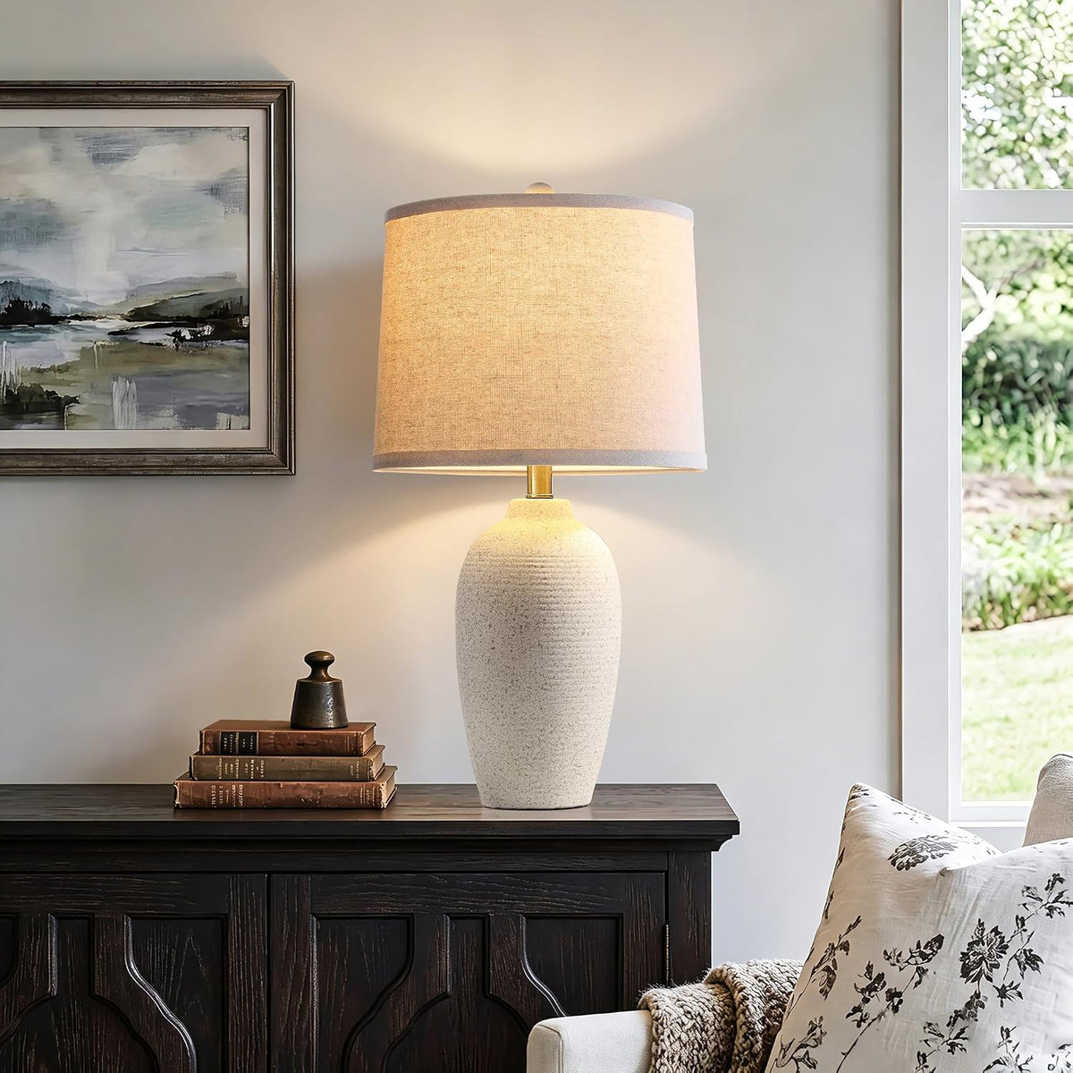 AIEAMPDO 25” Modern Farmhouse Traditional Ceramic Table Lamp