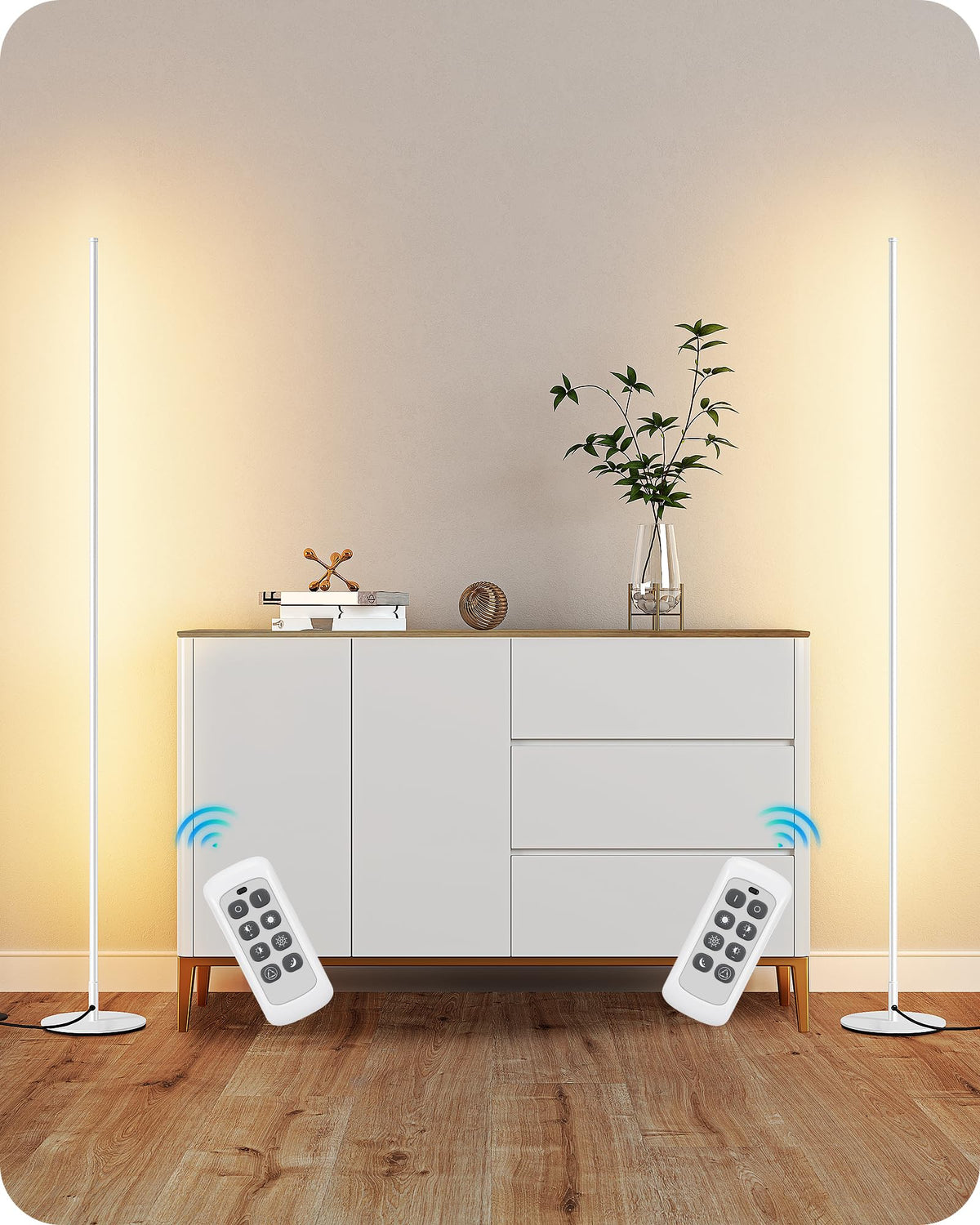 EDISHINE 2 Pack 57.5” Floor Lamp with Remote, Dimmable & 7 CCT Adjustable