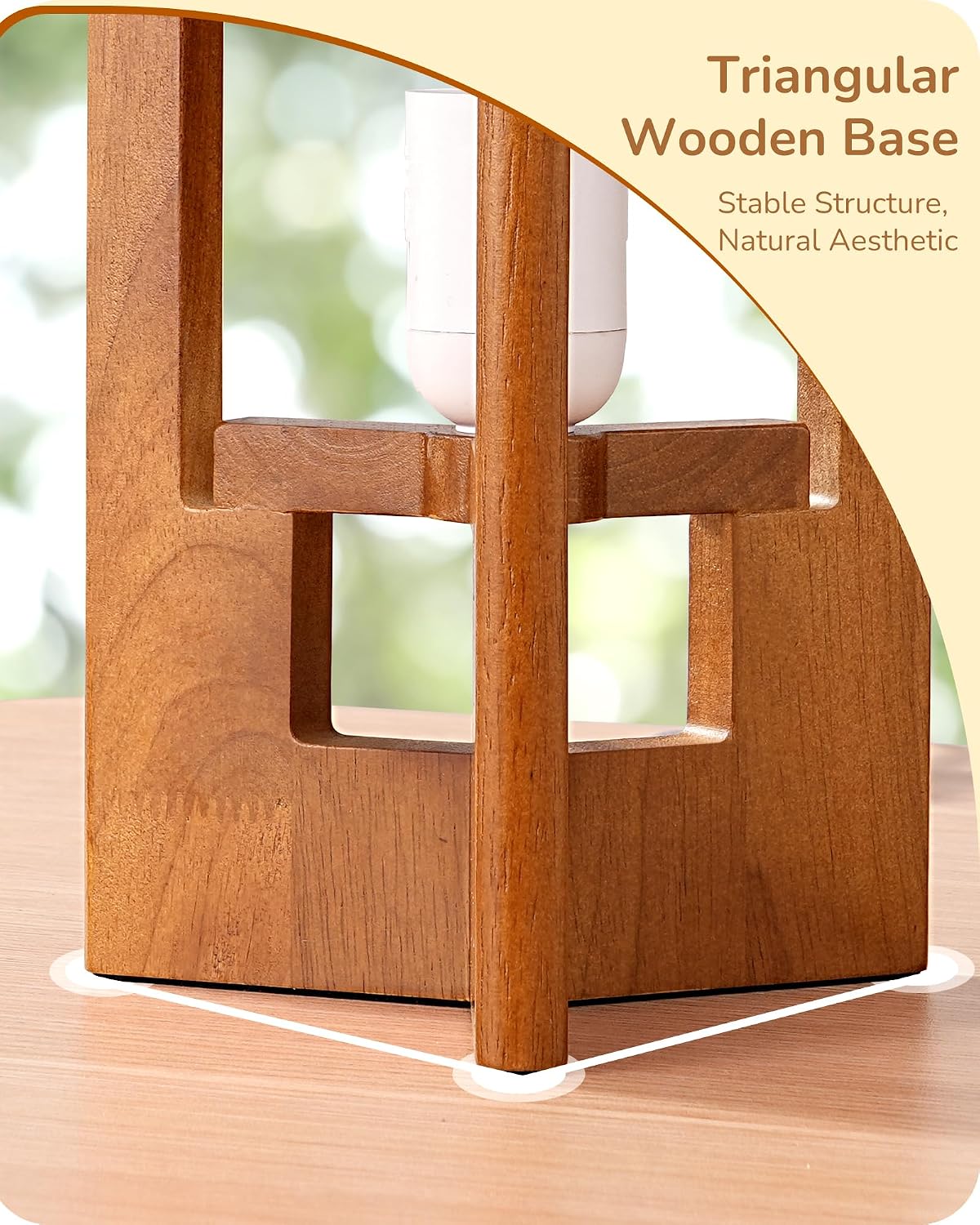 EDISHINE 13.5" Small Table Lamp, Walnut Wood Cylinder Nightstand Lamp, E26