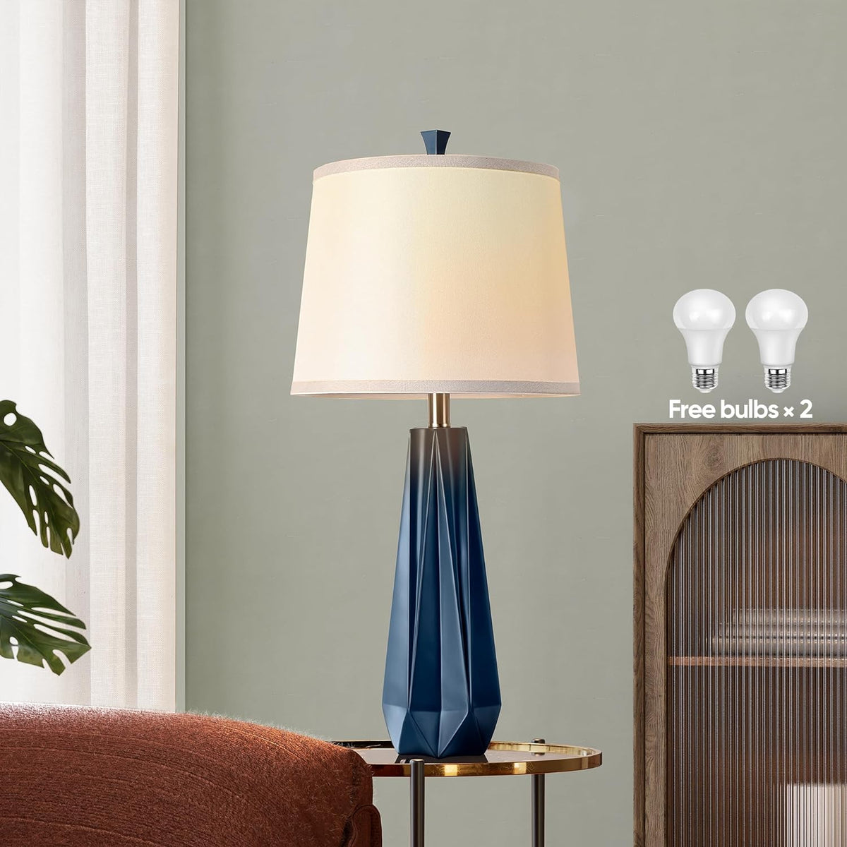 WIHTU 27'' Navy Blue Resin Table Lamps, Desk Lamps with 3 Color Temperature