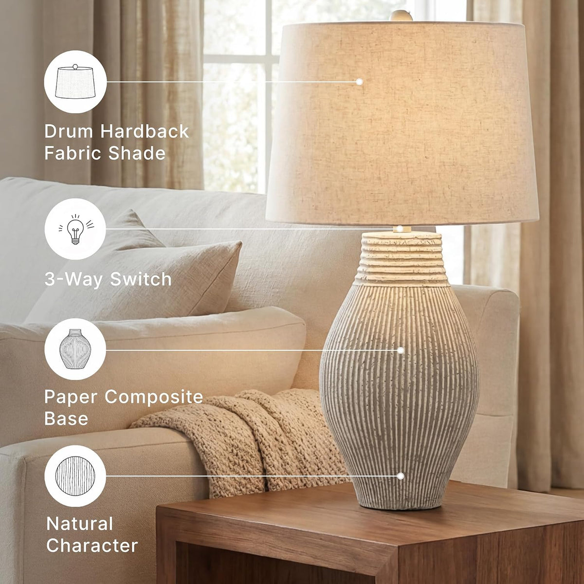 Signature Design by Ashley Layal 29" Table Lamp, Living Room, Beige