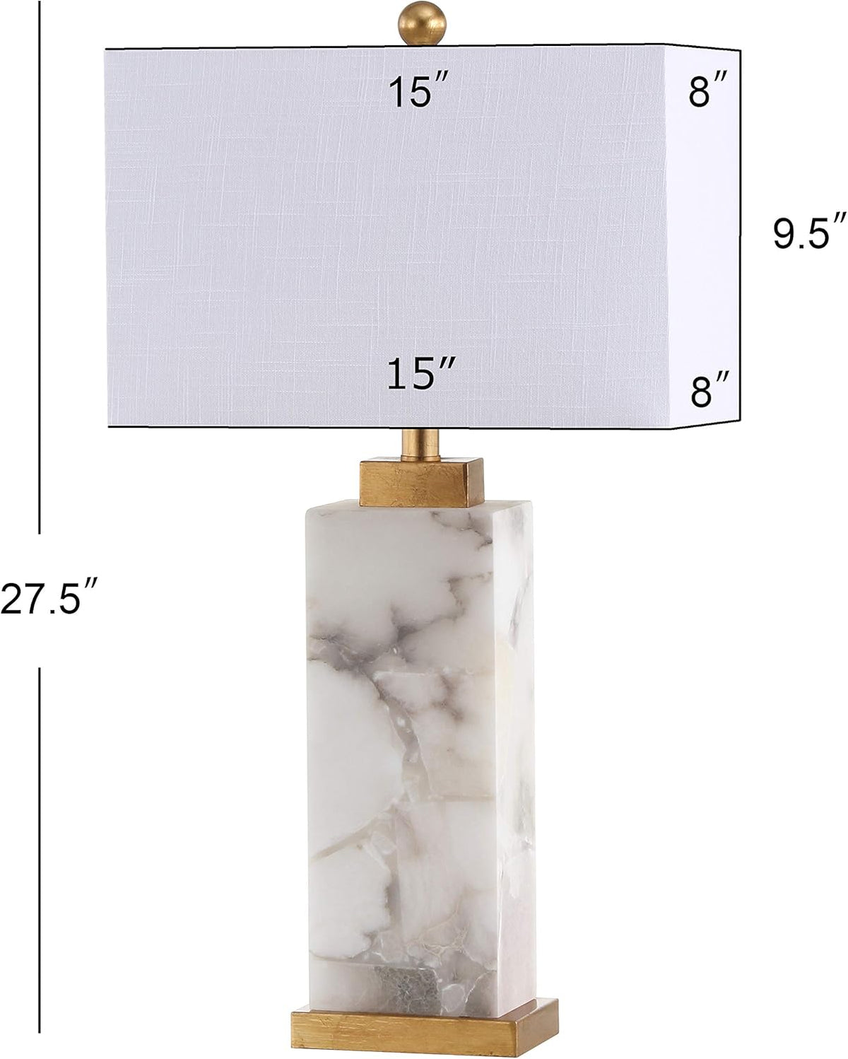 JONATHAN Y Elizabeth Alabaster Nightlight Lamp 27.5", White/Gold Painting