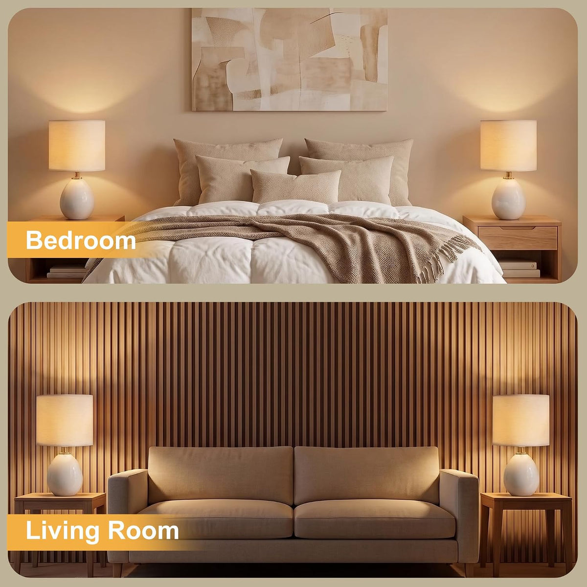 Dawnwake 17.7" Ceramic Table Lamps Set of 2 for Living Room Bedroom, Cream
