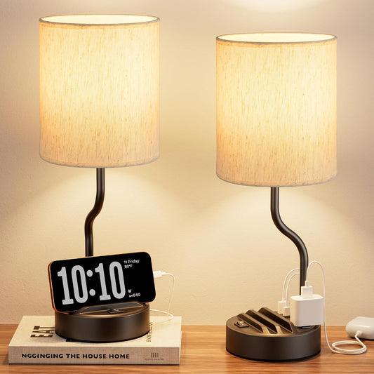 Fenmzee 18" Bedside Lamps for Bedroom Set of 2 - Table Lamp for Nightstand